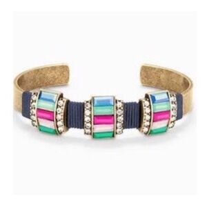 Stella & Dot‎ Moxie Gem Cuff Bracelet Multi Color Crystal Antique Brass